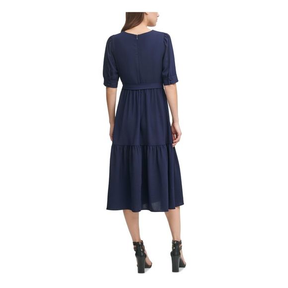 green emerald velvet dress DKNY Women's v-Neck Side Knot,BLK, 4 at Amazon Women's Clothing store main image 0